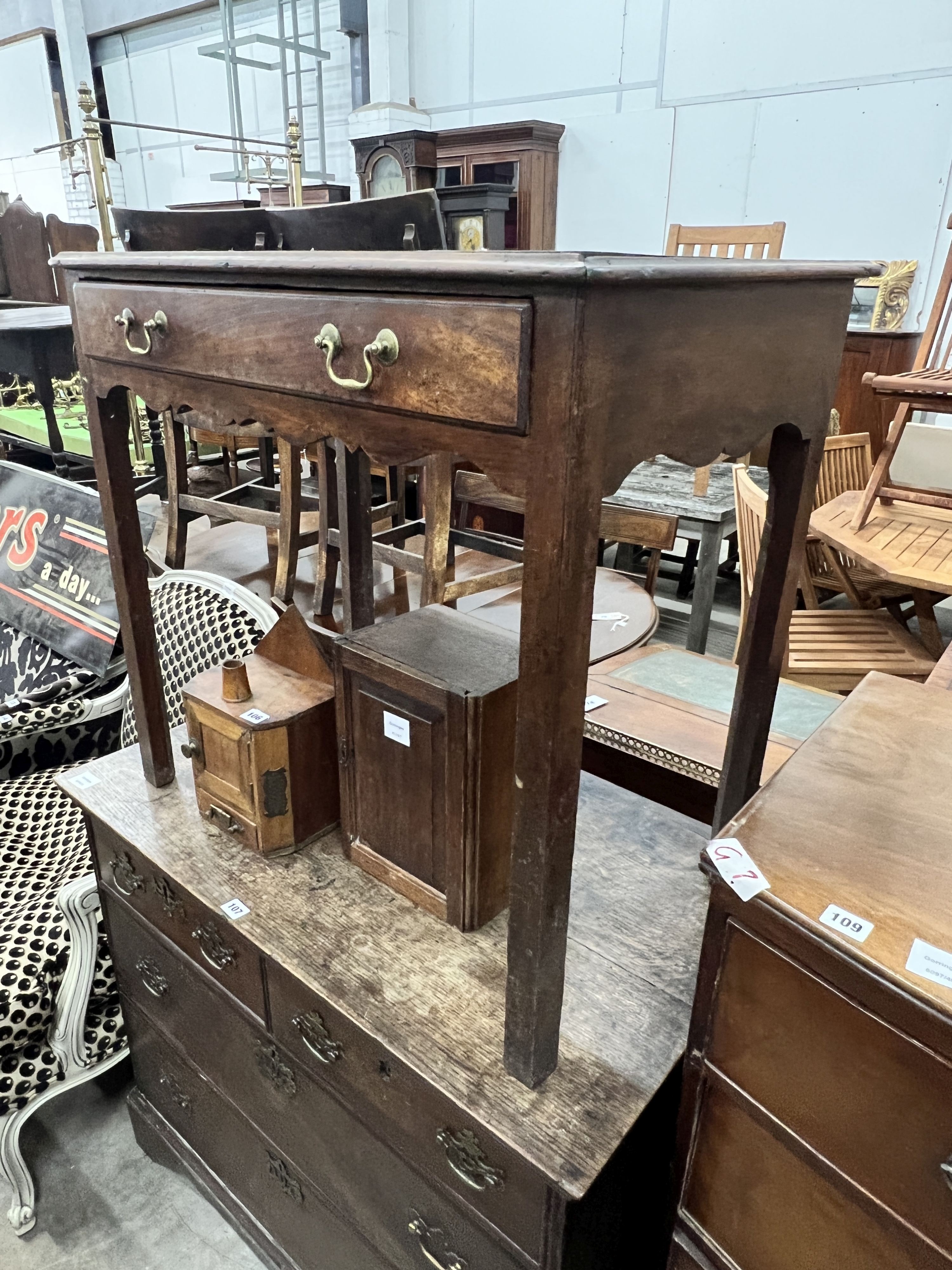 A George III mahogany side table, width 78cm, depth 45cm, height 72cm